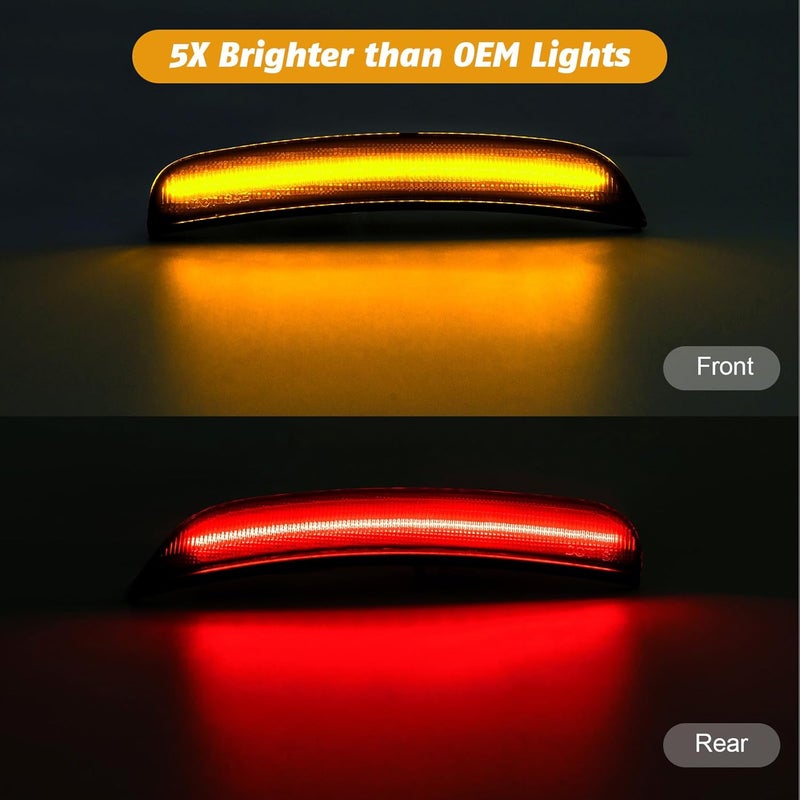 Mynoway 4PCS Front + Rear LED Side Marker Light Replacement for Charger 2015–2023, Smoked Lens Side Fender Parking Position Lamp Assembly, Replace OE 68214404AA, 68214405AA, 68214126AA, 68214127AA - Image 2